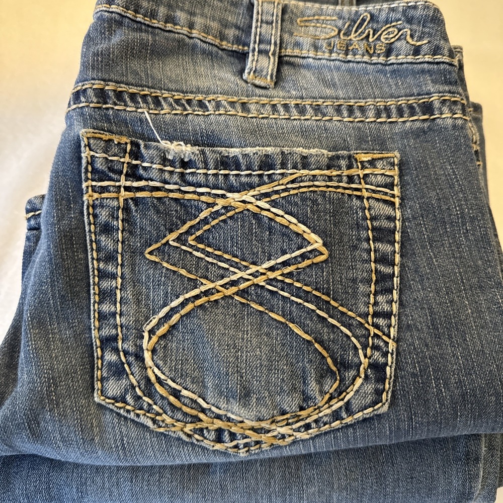 Silver Jeans Frances Capri Women W30 Blue‎ Denim Stretch Medium Wash L1268SVP356 - Picture 6 of 16